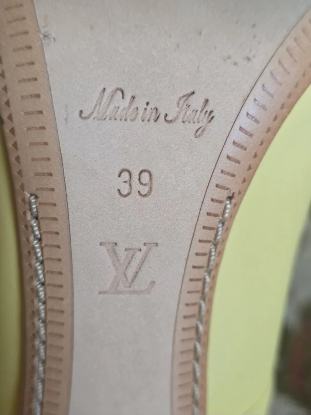 Louis Vuitton Pale Yellow Leather Pumps with Silver Pointed Toe